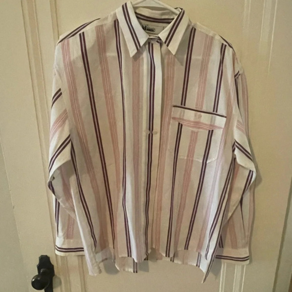 Vintage Idioms stripped button down shirt size large